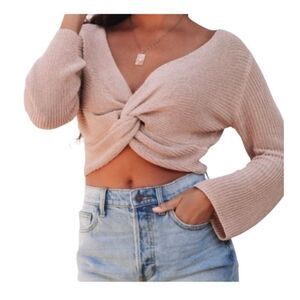 Love tree women’s reversible twist front ￼ stretch, knit, sweater, size medium